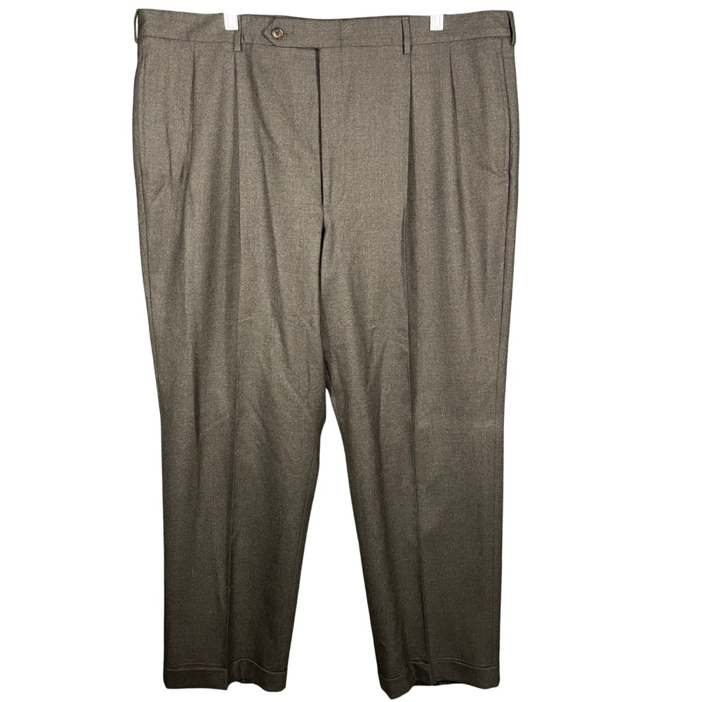 Corbin Dress Pants Mens 41x31 Charcoal Gray Pleated Cuffed Tailored USA Trousers